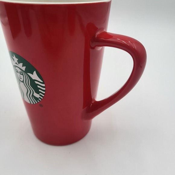 (2) Starbucks 12oz Red Ceramic Coffee Mugs Mermaid Siren Logo 2020/2021 - Picture 12 of 16